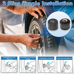 Tire Pressure Monitoring System,Tpms with Solar Charging&Usb Charging,5Alarm Modes, Real Time Monitoring Pressure and Temperature, Auto& Color Display Screens,Suitable for 4 Wheeled Vehicles