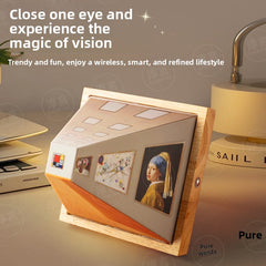 3D Illusion Night Light with Wooden Base